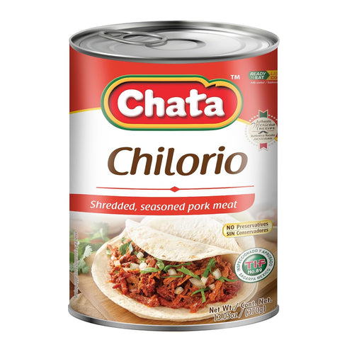 13.05 oz (Pack 4) Chata Mexican Pork Chilorio, Seasoned Shredded Pork, Can
