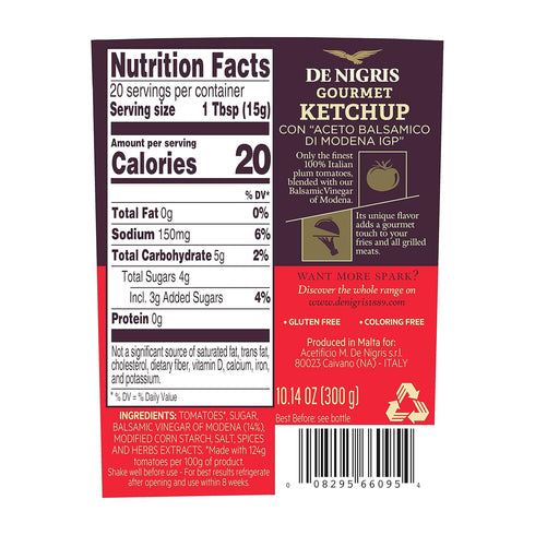10,14 Oz (Pack 2) De Nigris Excellence line - Gourmet Italian Ketchup With Balsamic Vinegar Of Modena of | Ketchup
