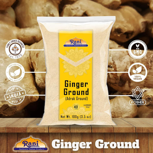 Rani Ginger (Adarak) Powder Ground, Spice, 3.5oz (100g) - All Natural, Vegan