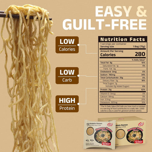 31g 6 Packs 50% HealSpot High Protein Instant Ramen, Plant Based Protein, Low Fat, Low Carb, Non GMO, Keto Friendly