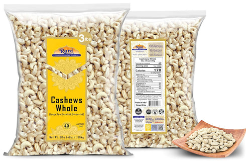 48oz (3lbs) 1.36kg Rani Raw Cashews Whole (uncooked, unsalted) Bulk ~ All Natural, No Preservatives | Vegan | NON-GMO |