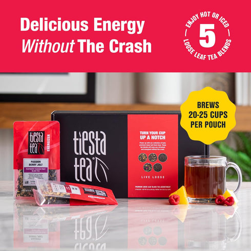 Set, 5 Pack, Tiesta Tea - Black Mother's Day Loose Leaf Tea Gift High Caffeinated Assorted Blends, Pouches for Hot