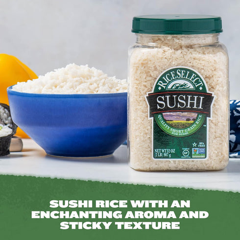 32-Ounce RiceSelect Sushi Rice for Sushi and Japanese Food, Premium Gluten-Free Short-Grain Rice, Non-GMO, Jar