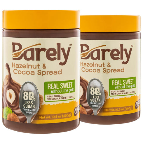 Hazelnut & Cocoa Spread by Barely, Low Sugar & No Artificial Sweeteners,