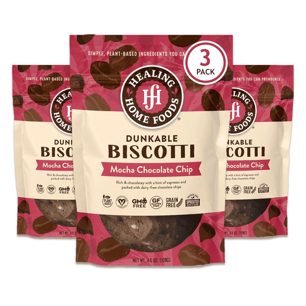 Healing Home Foods Mocha Biscotti Italian Cookies, Gluten Free, Dairy Free, Gourmet Chocolate & Coffee