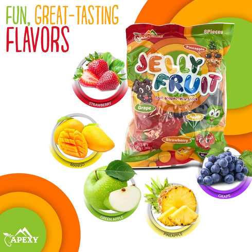 APEXY 9.87oz. Jelly Fruit, Tiktok Candy Trend Items, Tik Tok Hit or Miss Challenge, Assorted Fruit Shaped Jelly