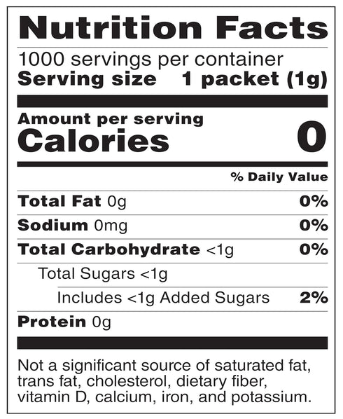 Packet, 1000 count (Pack 1) Amazon Brand - Happy Belly Zero Calorie Blue Aspartame Sweetener Powder, of (Previously