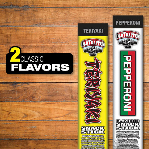 1.2-Ounce Packages, 11 (Pack 24) Old Trapper Teriyaki Snack Sticks, Individually Wrapped Natural Wood Smoked Meat