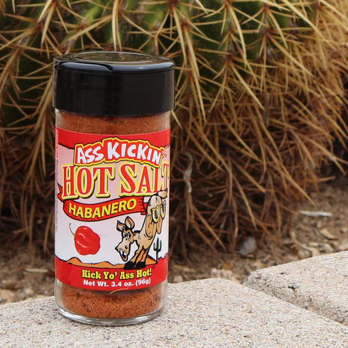 ASS KICKIN' Habanero Hot Spicy Salt - 3.4oz Shaker Jar - Perfect for Popcorn Seasoning, Gourmet Gift