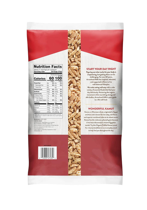6 Arrowhead Mills Puffed Kamut Cereal, Ounce Bag