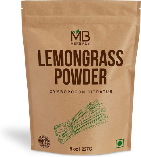 MB Herbals Lemongrass Powder 8 oz / 0.5 LB, Makes 22 Servings of Refreshing Tea, Coarse Grounded Powder