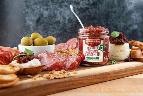 Bella Sun Luci Sun Dried Tomato Bruschetta Spread with Italian Basil, Mediterranean Italian Style Sun-Ripened Tomatoes