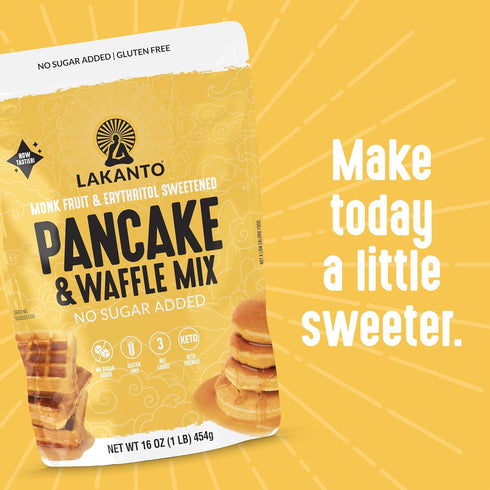 16 oz Lakanto Pancake and Waffle Mix - Sweetened with Monk Fruit Sweetener and Erythritol, Breakfast, Flapjacks, Almond