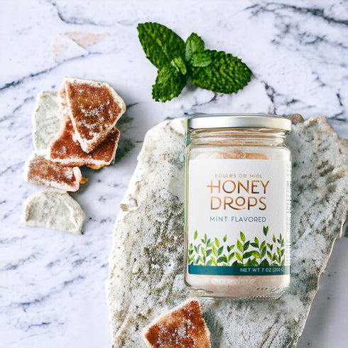 7oz Gourmanity Honey Drops Mint Candy, Cooling Mint Flavored Liquid Honey, Soothes your Palate, Ideal Hostess