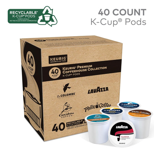 40-Count Keurig Premium Coffeehouse Collection, Single Serve Keurig K-Cup Pods, Medium and Dark Roast Coffees, Box