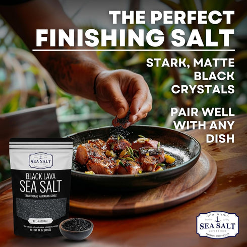 14 Oz Black Lava Hawaiian Sea Salt Infused with Activated Charcoal Hawaiian-Style Black Salt for Seasoning, Grilling