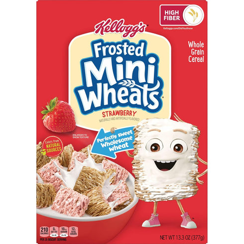 13.3oz (1 Kellogg's Frosted Mini-Wheats Breakfast Cereal, Kids Cereal, Family Breakfast, Strawberry, Box Box)
