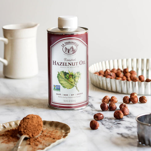 16.9 Oz La Tourangelle Roasted Hazelnut Oil, High-Oleic Oil Great for Baking, Stir-Frying, and Vinaigrettes, Fl