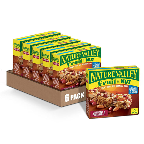 Nature Valley Chewy Fruit & Nut Granola Bars, Cranberry Pomegranate, 6 Bars,