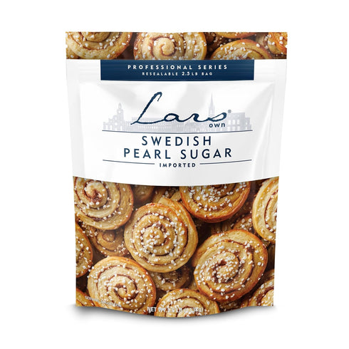 Lars Own Professional Series Swedish Pearl Sugar 1-Pack, 2.5-lb Resealable Bag Non-Melting,
