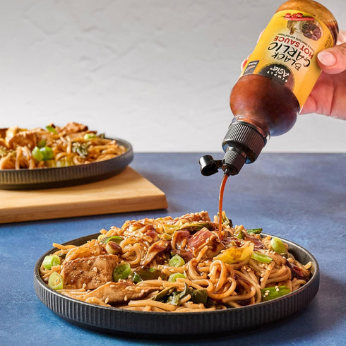8 oz Simply Asia Hot Sauce, Black Garlic, Sweet and Savory Heat Made with Red Pepper and Black Garlic for Noodles