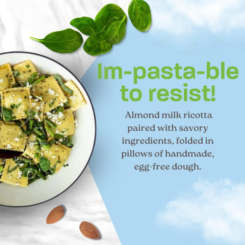 9 Kite Hill Spinach and Almond Milk Ricotta Ravioli Pasta, Ounces, Dairy Free, Non-GMO, Vegan