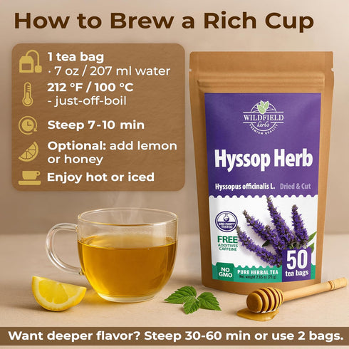 50 50 Count 1.5 Bags Hyssop Dried Herb Hyssop Tea Herbal (Hysspus Officinlis) - g Tea Bag Herb Hyssops Hissop Hysopp