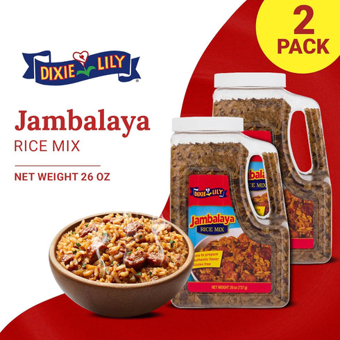 26oz, 2 Pack Dixie Lily Jambalaya Rice Mix - Long Grain Parboiled Rice with Bell Peppers, Onion & Spices, Enriched