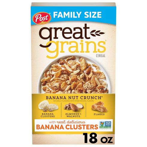 Great Grains Banana Nut Crunch Breakfast Cereal for Adults, Made with Whole Grain, Non-GMO,