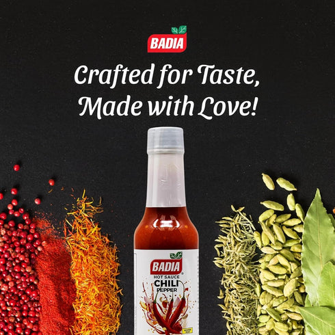 5.2 oz (Pack 12) Badia Chili Pepper Hot Sauce, fl of - Classic Chili Peppers Sauce with Tangy Medium Heat, Perfect