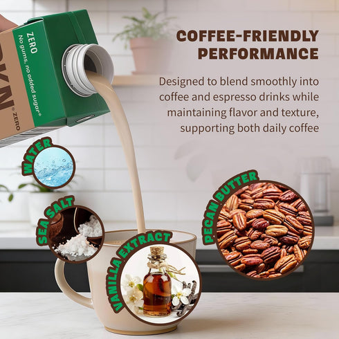 32 Oz (Pack 6) PKN Zero Pecan Milk - Fl of - Dairy-Free, No Added Sugar, No Seed Oil, Vegan, Plant-Based Milk