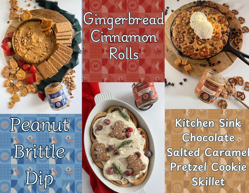 Fueled by AF Fueled AF Holiday Nut Butter Trio, Giftable Spreads (Peanut Brittle-Gingerbread Cookie and Chocolate