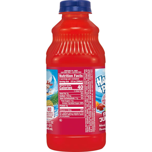 32 Oz (Pack 12), 100 Hawaiian Punch Fruit Juicy Red Fruit Juice Drink, Fl Bottle Of Caffeine-free, Carbonation-free