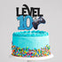 Level 10 Game Birthday Cake Topper - Blue Cake Supplies for Boy's 10th Birthday Level Up Party - Game On Winner