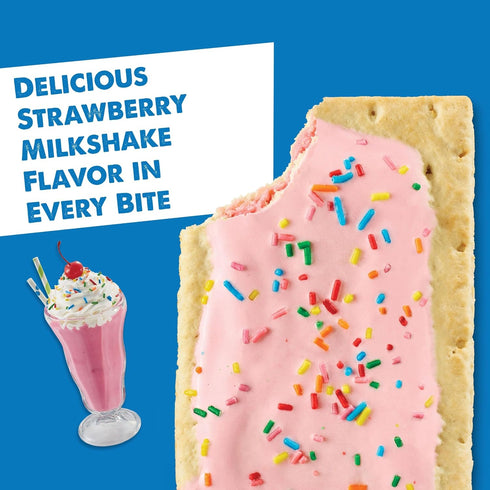 (8 Pop-Tarts Toaster Pastries, Breakfast Foods, Kids Snacks, Frosted Strawberry Milkshake Pop-Tarts)