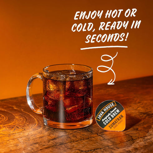 JAVA HOUSE Dark Roast Sumatran Cold Brew Pods, Instant Coffee Concentrate, (6 Count) Peel and Pour Pods Hot or Iced