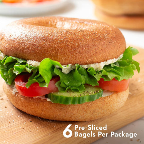 2 Packs (12 Toufayan Whole Wheat Plain PreSliced Bagels Vegan, Kosher, Bagels Total), Soft Texture, Great for Breakfast