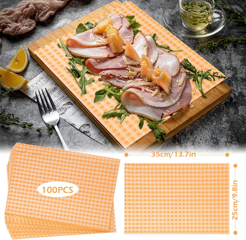 GeeRic 9.84 13.78 Inch, 100 Mother's Day Waxed Deli Paper Sheets for Food Wraping, * Pcs Food Basket Liners