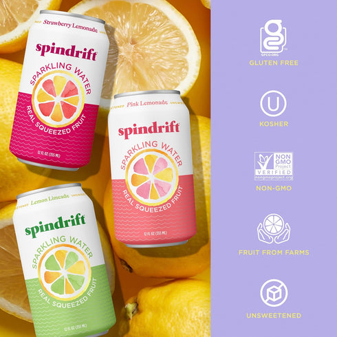 3 20 Pack,12 Oz (Pack 20) Spindrift Lemonade Flavor Variety Fl