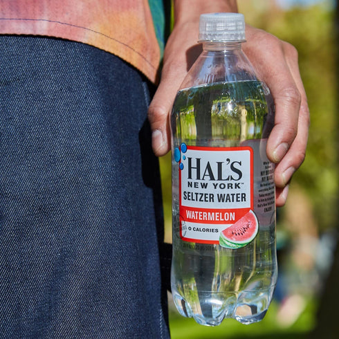 Hal's New York 20 Oz (Pack 24) Seltzer Water, Watermelon Sparkling Water, Fl Bottles