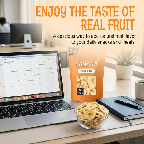 3 lb Packed Oh! Nuts Dried Banana Chips - - Dried Fruit Slices - Light Sugar Added - Dehydrated Fruit Bites - in New