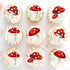 40Pcs Edible Red Mushroom Cupcake Toppers Cute Mushroom Cupcake Picks Mushrooms Drink Topper for Plant Theme Baby