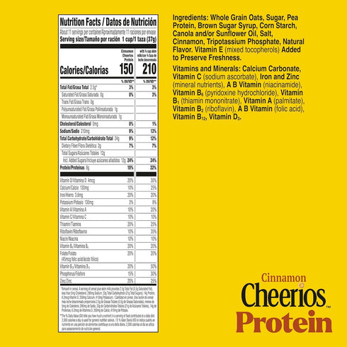 8g 15 oz Cheerios Protein Cereal, Cinnamon, Protein, Family Size