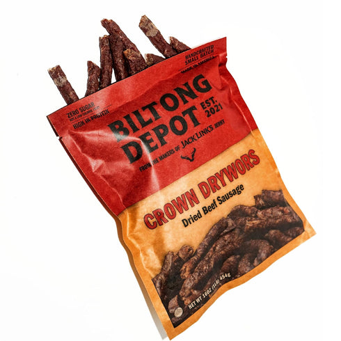1lb (16oz) Biltong Depot Crown Drywors - | Air-Dried Beef Snack Sticks | High Protein | Paleo and Keto Friendly | Zero