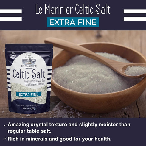 1.1lb 18oz Pack 2. 100% +82 (1.1lb Pack 2) Le Marinier Celtic Salt Organic Extra Fine, - of Mineral Rich Unrefined
