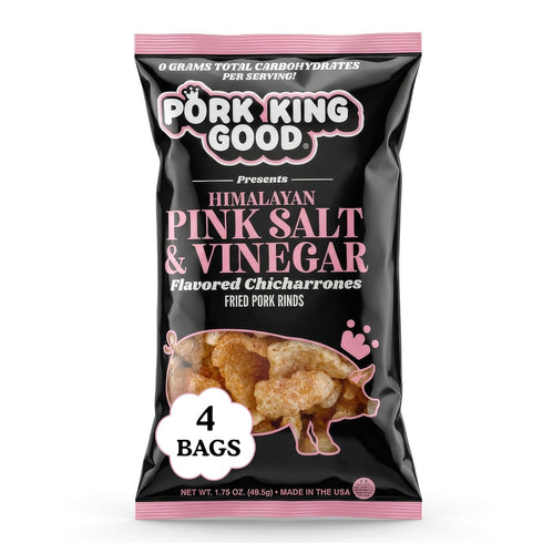 Pork King Good Himalayan Pink Salt & Vinegar Pork Rinds (Chicharrones) (4