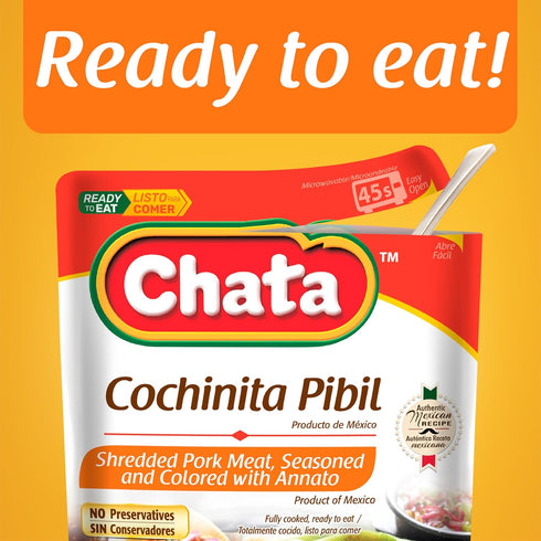 8.8oz (Pack 1) Chata Seasoned Shredded Meat Pouch of (Select Flavor Below) (Cochinita Pibil).