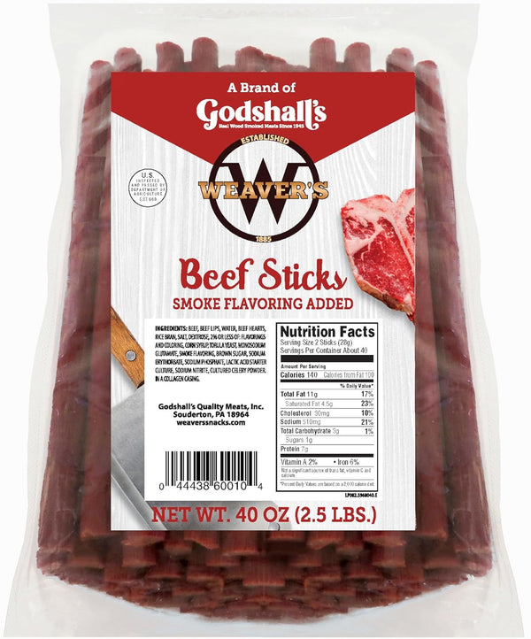 Weavers Beef Sticks (80 original mild flavored 7 beef sticks per 40oz