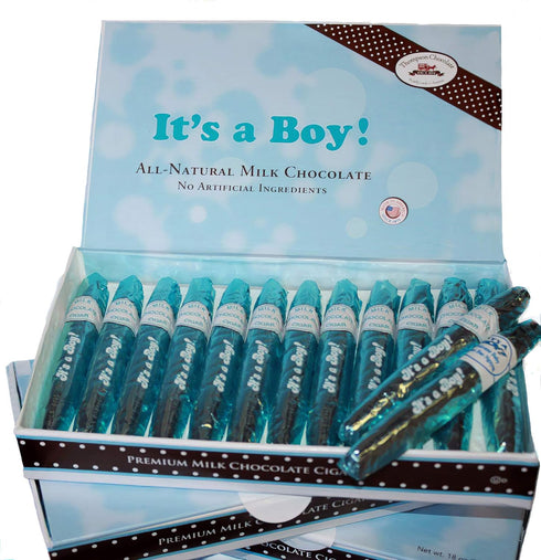 FavorOnline It's a Boy Blue Chocolate Cigars - Box of 24