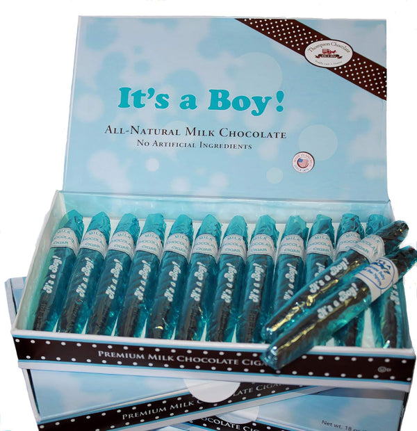 FavorOnline It's a Boy Blue Chocolate Cigars - Box of 24
